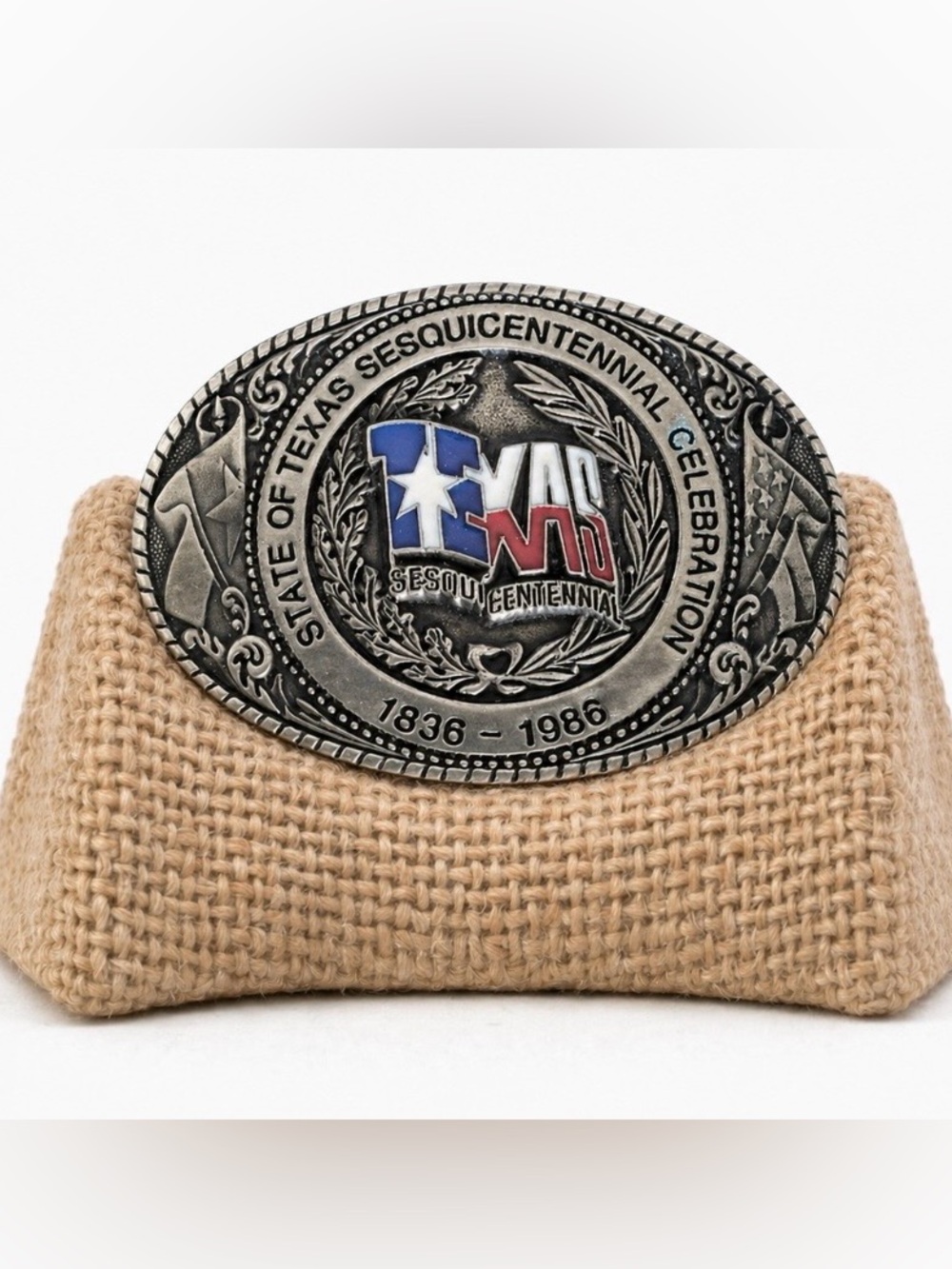 Vintage State of Texas Sesquicentennial Brass Belt Buckle 12477